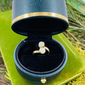 Vintage Sorrento Real Pearl & Gold Bypass Ring.